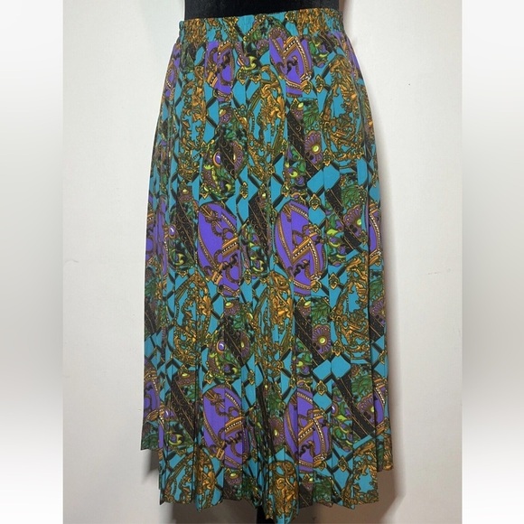 Vintage￼ Pleated Midi A Line Skirt ￼abstract Glam Design Andrea Gayle Size 6 - Picture 1 of 10
